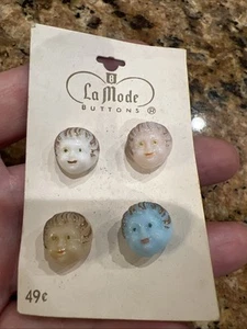 Rare Find NOS Baby Face Glass Buttons Amazing - Picture 1 of 6