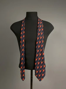 Rare Vintage Christian Dior Navy Blue Red Geometric Pattern Pure Silk Neck Tie - Bild 1 von 5