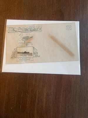 USS Seagull Minesweeper Naval Cover WWII Cachet w/ Art, US Navy Postmark - Image 1 of 4