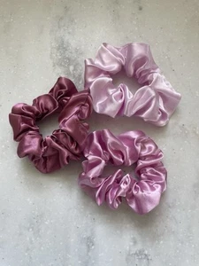 Fancy Soft Satin Hair Ties Multicolor For Women & Girls Pack Of 3 Plum - Picture 1 of 2