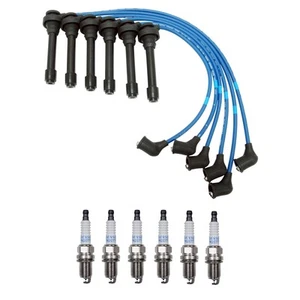 NGK 7mm Wire Set & 6 Denso Platinum Spark Plug Kit For Cirrus Eclipse Galant V6 - Picture 1 of 1