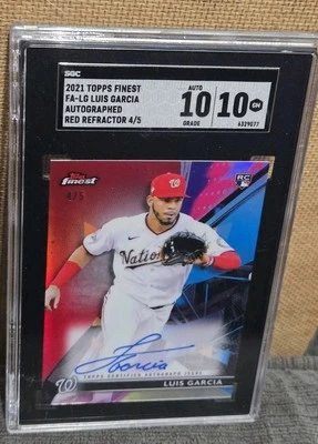 Luis Garcia 2021 Topps Finest Rookie #FA-LG Red /5 SGC 10 AUTO 10 - Image 1 of 3