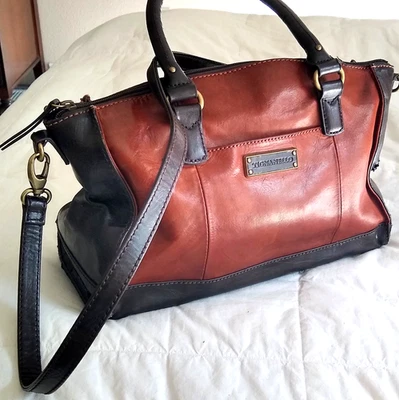 Bolsa tiracolo TIGNANELLO dois tons sela e couro marrom mogno - Imagem 1 de 4