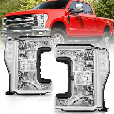  Par de faros cromados para Ford F250 F350 F450 F550 Super Duty 2017-2019 Foto 1 de 4