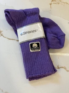 Calcetines Hanes Vintage Mujeres Adultos Crew Púrpura Acanalados Medio Pantorrilla Algodón EE. UU. Años 90 Nuevos - Imagen 1 de 5