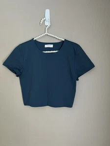 Aritzia Babaton Contour Crew Cropped t-shirt Blu, GreenWomen's Luxury Size L - Picture 1 of 6