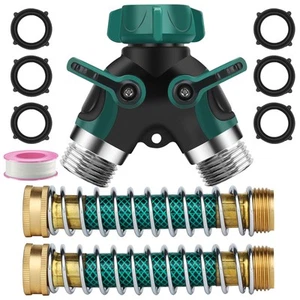 Garden Hose Splitter 2 Way, 3/4" Y Water Hose Splitter with Comfort Rubber Lo... - Picture 1 of 7