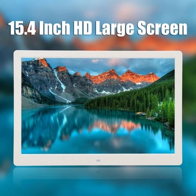 EU Plug Digital Photo Frame 15.4 Inch HD LED Screen Remote Control Video Music - Image 1 of 4