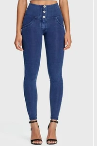 Freddy WRUP Denim 3 Button High Waisted Full Length Dark Blue Small Size 8 - Picture 1 of 18