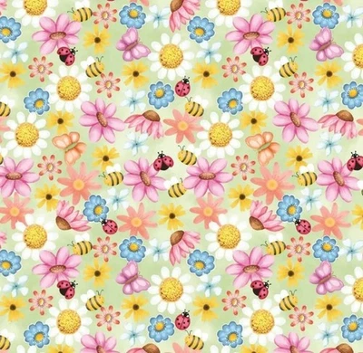 Patio ~ Sunshine Garden Green de Benartex ~ $3.99 Envía CUALQUIER cantidad de tela Foto 1 de 4