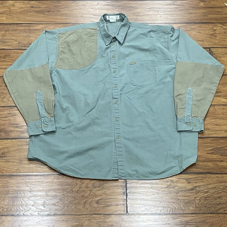 Camisa Columbia Para Hombres 2XL Tiro Caza Exterior Parche Acolchado De Colección Verde Foto 1 de 4