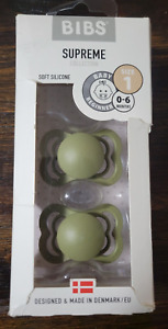 BIBS SUPREME Collection Pacifiers Size 1 Baby Beginner 0-6 Months Olive Green