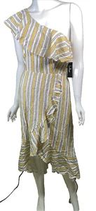 NWT Lulus Women's Striped One-Shoulder Flutter Sleeve Maxi Dress, Size S - Picture 1 of 10