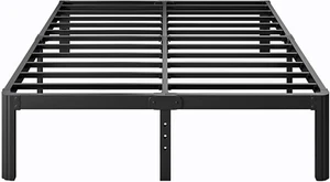12 Inch High Platform Metal Queen Size Bed Frame, Queen Bed Frame No Box Spring - Picture 1 of 6