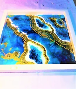 Pintura abstracta marina de resina de 18x18 in 3D, arte de pared de resina, decoración del hogar, regalo para mamá - Imagen 1 de 9