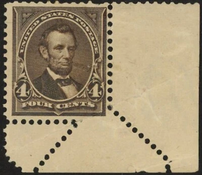 Estampilla postal Lincoln 4c de EE. UU., goma original Sc#269 con perfecto Error Freak, escaso Foto 1 de 2