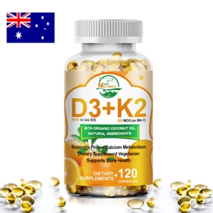 Vitamina D3 5000 UI con suplemento vitamínico K2-MK7 apoyo a la salud inmune y ósea - Imagen 1 de 9