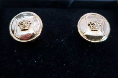 БЛЕСТЯЩИЙ $395 Versace золотой медузы круглый запонки - новый - Изображение 1 из 4