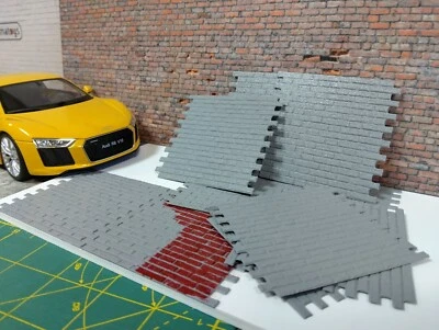 Fabricación de modelos de diorama escala 1/18 láminas de pared de ladrillo decoración de exhibición tamaño 1:18 Foto 1 de 4