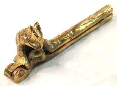 Vintage Solid Brass Squirrel Nutcracker Handheld Figural Etched Heavy 6" - Image 1 of 4