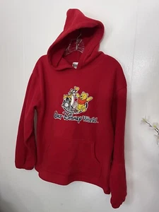 Walt Disney World XL Red Fleece Hoodie Pooh Tiger Ehoree Piglet Kids Or Adult S - Picture 1 of 6