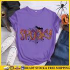 Spooky Spider Web Bat Round Neck T-Shirt-0018617-Purple-M *Au