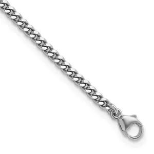 Platinum Polished 2.5mm Solid Curb Chain Bracelet for Women 7.5" 7.06g - Picture 1 of 5