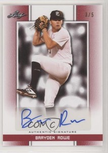 2019 Leaf Perfect Game National Showcase Auto Red /5 Brayden Rowe #BA-BR1 Auto