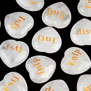 Etched MBTI 16 Clear Quartz 30mm Heart Shape Hand Carved Back to School Gift - Picture 1 of 22