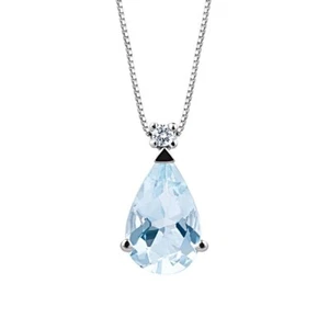 Collana Necklace Gold 18 Kt Oro Bianco Con Acquamarina E Diamanti Diamond - Imagen 1 de 9