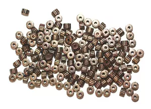 Cuentas metálicas metalizadas Heishi Gear corrugadas de 4 mm en tono dorado antiguo - Imagen 1 de 3