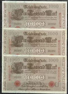 GERMANY $1000 MARK P.44 LOT OF 3 (UNC) FROM 1910 - Picture 1 of 2