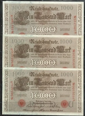 GERMANY $1000 MARK P.44 LOT OF 3 (UNC) FROM 1910 - Image 1 of 2