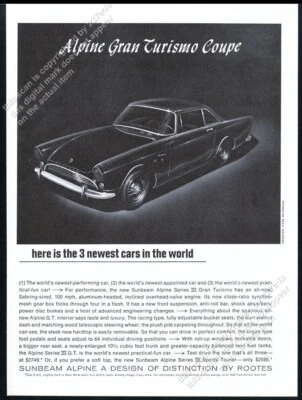 Sunbeam Alpine GT 1964 Gran Turismo cupé coche ilustrado vintage anuncio impreso Foto 1 de 4