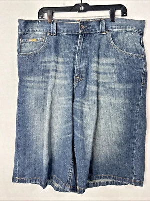 Pantalones Cortos de Jean Sueltos Chams Hip Hop Bordados 40 Y2K Ropa de Calle Patinador Foto 1 de 4