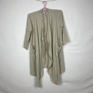 Oh My Gauze Duster Tan Comfort Coastal Boho One Size Raw hem Coatigan - Picture 1 of 11