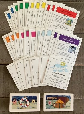 Sponge Bob SquarePants Monopoly Game Replacement Parts—50 Title & Activity Cards - Image 1 of 3
