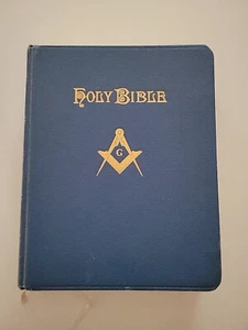Antik 1952 Großformat (12 x 9,5 x 2) Freimaurer KJV Heilige Bibel Hardcover - Bild 1 von 14
