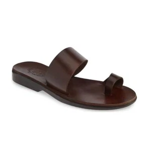 Jerusalem Sandals - Abra - Leather Toe Loop Sandal | Brown - Picture 1 of 8