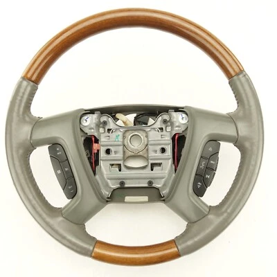 2008 2009 2010 2011 2012 Buick Enclave Steering Wheel Leather Wood Gray - Image 1 of 4