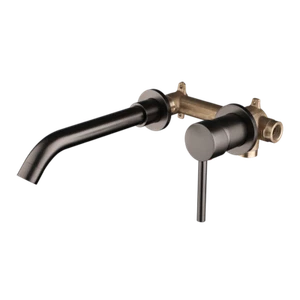 Luxury Gun metal Bathroom Two Handle wall Mounted Sink Tap Basin Faucet - Picture 1 of 9