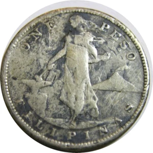 elf Philippines USA 1 Peso 1907 S Silver 024 - Picture 1 of 2