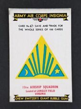 Vintage 1938 Airship Squad Army Air Corps Insignia Switzer Gum R17 Card #67