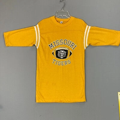 Vintage 60s Missouri Tigers T shirt 3/4 sleeve Football Jersey Mizzou NCAA  - Image 1 of 4