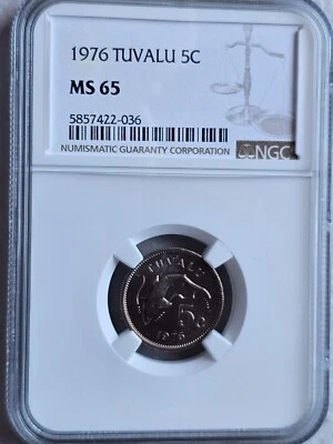 Tuvalu 5 Cents 1976 NGC MS 65 - Image 1 of 2