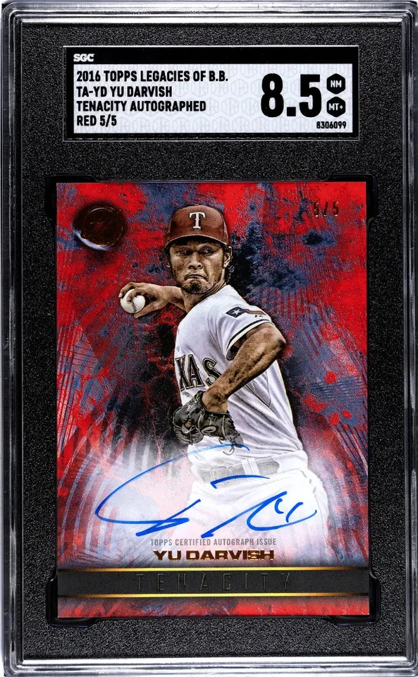 Yu Darvish 2016 Topps Legacies Of Baseball Auto Red Parallel /5 Rangers SGC 8.5 - Image 1 of 2