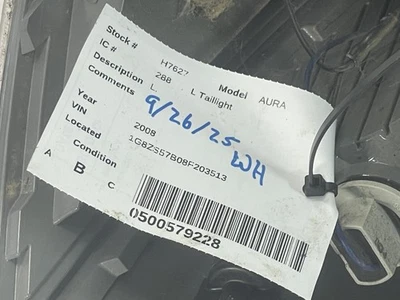 Used Left Tail Light Assembly fits: 2008 Saturn Aura Left Grade B - Image 1 of 4