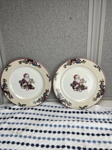 Fitz & Floyd Christmas Santa's List 10 1/2” Dinner Plates Set of 2 - Picture 1 of 3