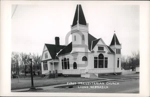 RPPC Lyons,NE First Presbyterian Church c1950s Burt County Nebraska - Picture 1 of 5