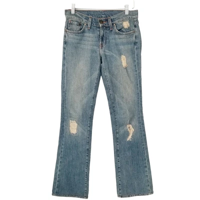 Pantalones de mezclilla para mujer We the People talla 25 desgastados pierna acampanada azules con bolsillos de lentejuelas Foto 1 de 4